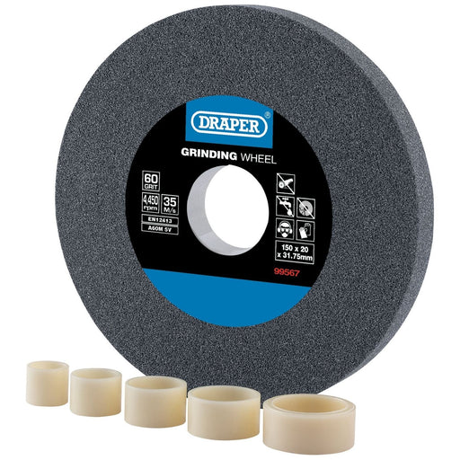 Draper Aluminium Oxide Bench Grinding Wheel, 150 x 20mm, 60 Grit 99567 Draper - Town Tools 