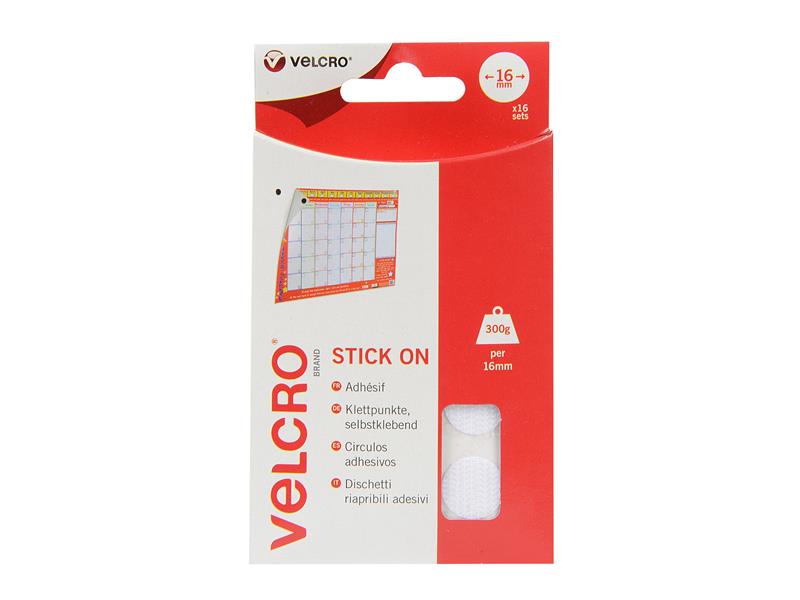 VELCRO® Brand Stick On Coins 16mm x 16 Sets 60227