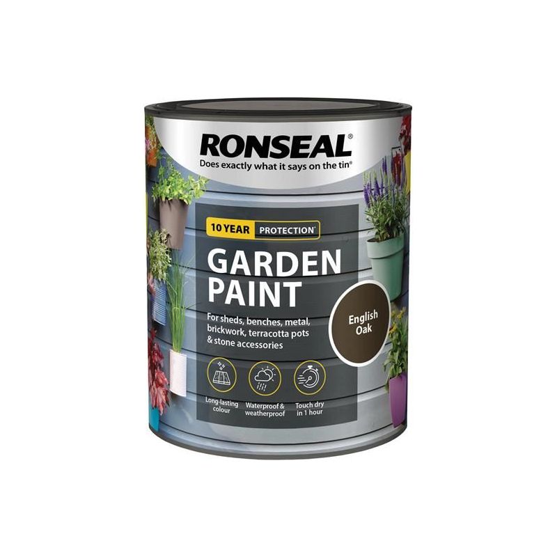 Ronseal Garden Paint English Oak 750ml Ronseal - RockBottom Nothampton