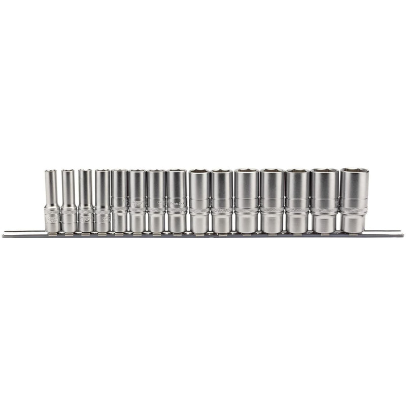 Draper Metric Deep Socket Set on a Metal Rail, 3/8" Sq. Dr. (15 Piece) 16494 Draper - Town Tools 