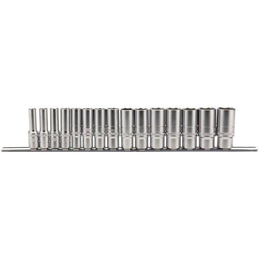 Draper Metric Deep Socket Set on a Metal Rail, 3/8" Sq. Dr. (15 Piece) 16494 Draper - Town Tools 