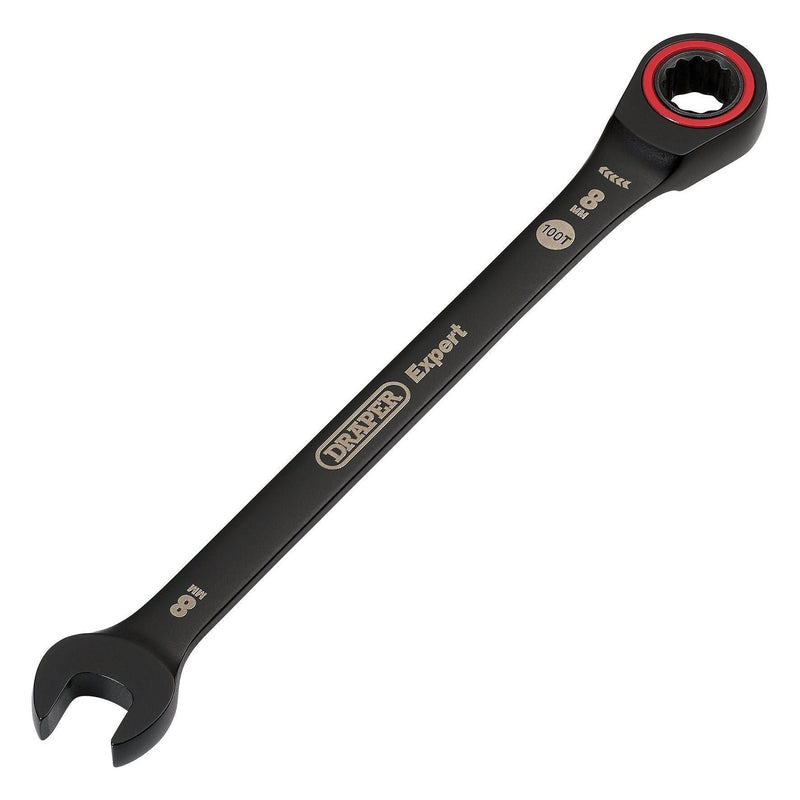 Draper Expert HI-TORQ Metric Ratchet Combination Spanner, 8mm, Black Draper - Town Tools