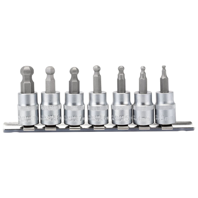 Draper Ball-end Hex. Socket Bit Set, 3/8" Sq. Dr., 48mm (7 Piece) 16296 Draper - Town Tools 