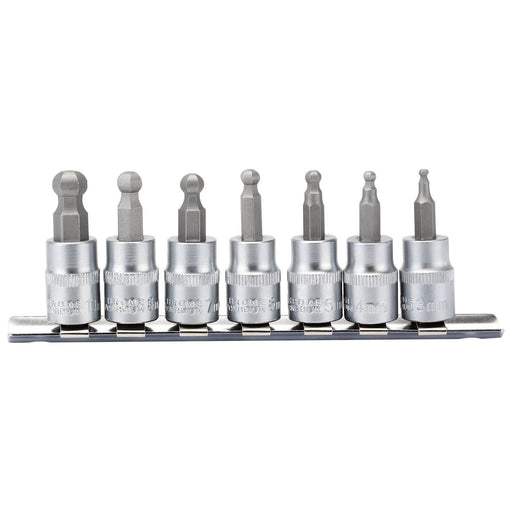 Draper Ball-end Hex. Socket Bit Set, 3/8" Sq. Dr., 48mm (7 Piece) 16296 Draper - Town Tools 