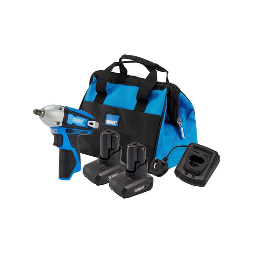 Draper 12V Impact Wrench Kit, 2 x 4.0Ah, 1 x Fast Charger, 1 x Tool Bag Draper - Town Tools