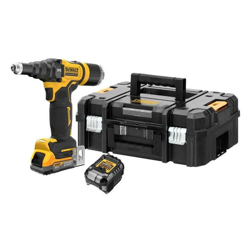 Dewalt Power Tools DCF403E1T XR 3/16in Brushless Riveter 1 x 1.7Ah POWERSTACK™ Li-ion DeWALT Power Tools - RockBottom Northampton