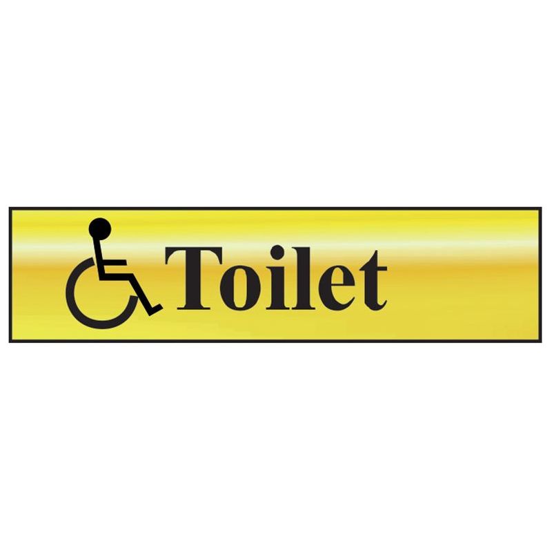 Scan Disabled Toilet - Polished Brass Effect 200 x 50mm Scan - RockBottom Nothampton