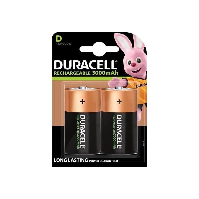 Duracell D Cell 3000Mah Rechargeable Batteries (Pack 2) Duracell - RockBottom Northampton