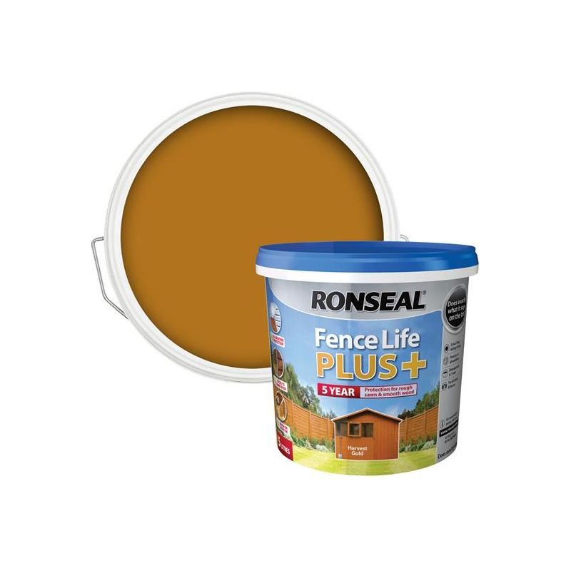 Ronseal Fence Life Plus+ Harvest Gold 5 litre Ronseal - RockBottom Nothampton