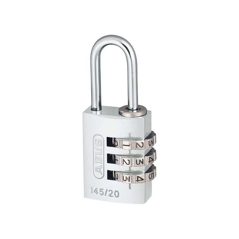 Abus Mechanical 145/20 20mm Aluminium Combination Padlock Silver 46574 ABUS Mechanical - RockBottom Northampton 