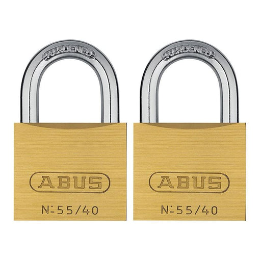 Abus Mechanical 55/40mm Brass Padlocks Twin Pack ABUS Mechanical - RockBottom Northampton 