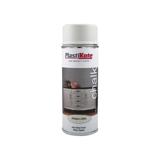 Plastikote Chalk Finish Spray Antique White 400ml PlastiKote - RockBottom Nothampton