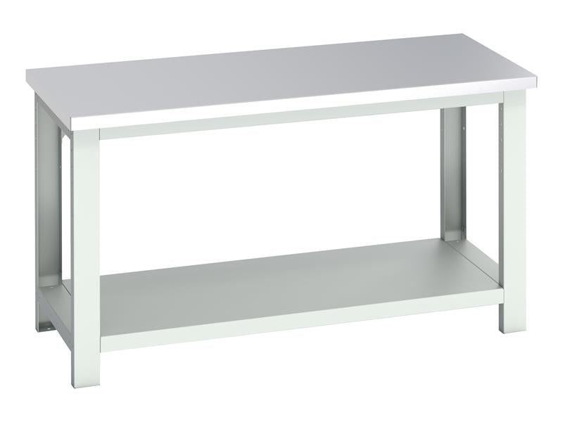 Bott Cubio Bench with Shelf, Stainless Steel Clad Top 1500 x 750mm