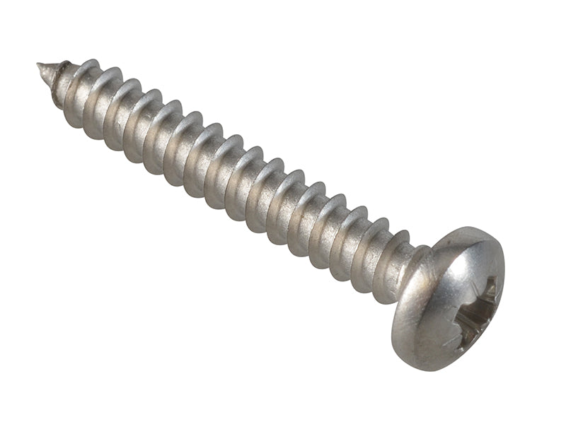 ForgeFix Self-Tapping Screw Pozi Compatible Pan Head SS 1.1/4in x 10 ForgePack 12