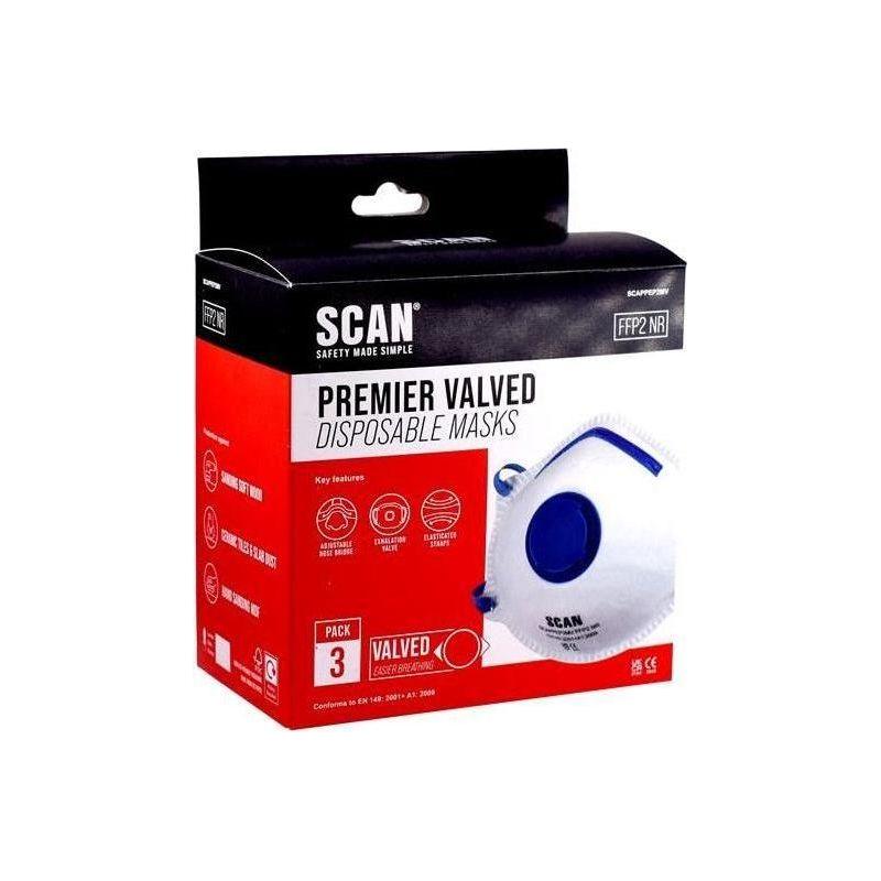 Scan Moulded Disposable Mask Valved FFP2 Protection (Pack 3) Scan - RockBottom Nothampton