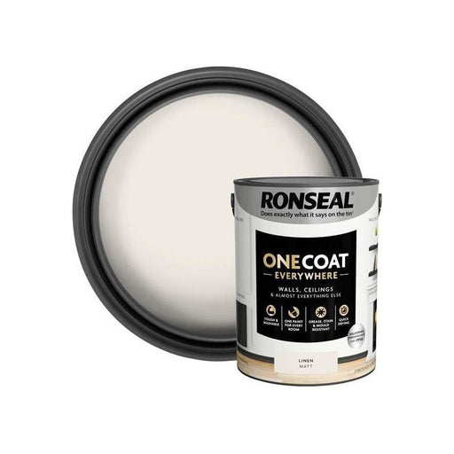 Ronseal One Coat Everywhere Interior Paint Linen Matt 5 litre Ronseal - RockBottom Nothampton