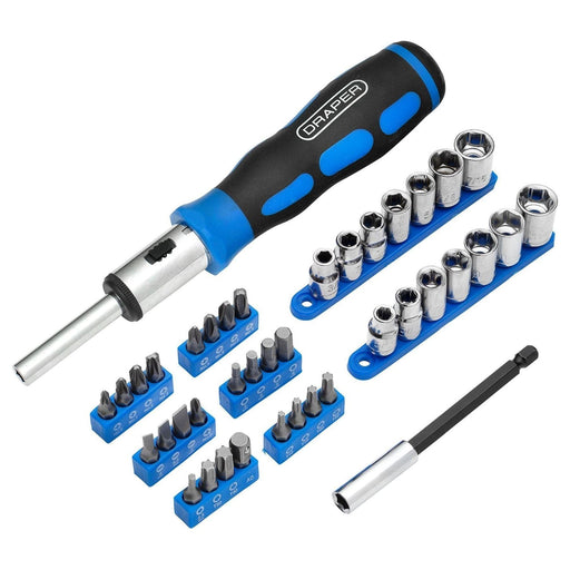 Draper Ratchet Screwdriver Socket and Bit Set, 1/4" Sq. Dr. (40 Piece) Draper - Town Tools