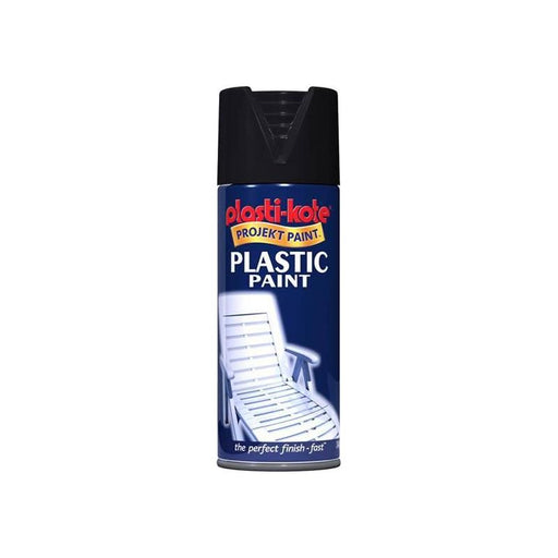 Plastikote Plastic Paint Spray Black Gloss 400ml PlastiKote - RockBottom Nothampton