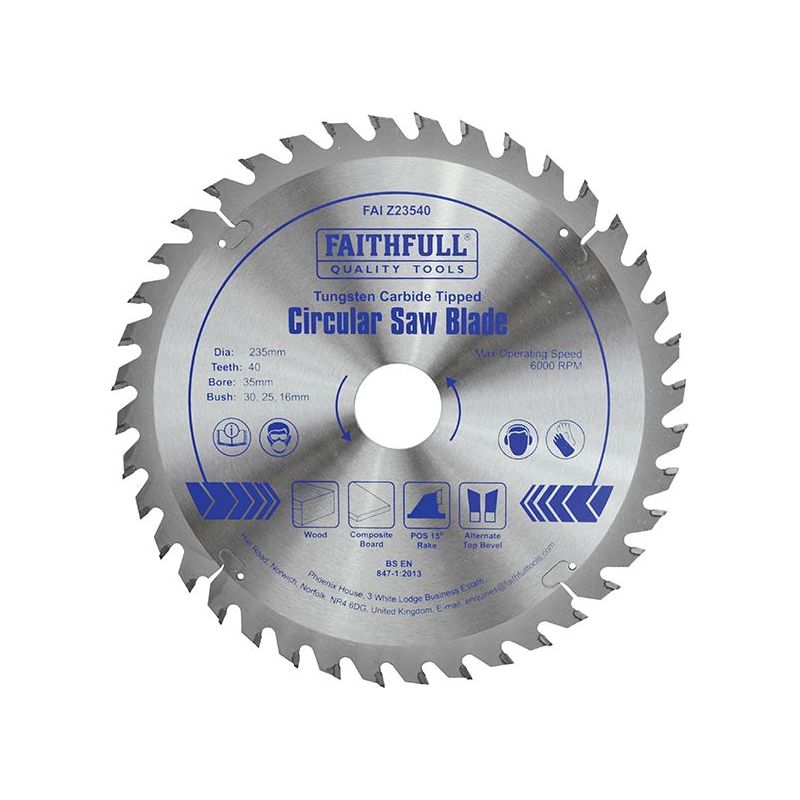 Faithfull TCT Circular Saw Blade 235 x 35mm x 40T POS Faithfull - RockBottom Northampton