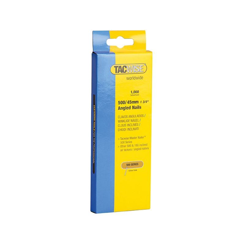 Tacwise 500 18 Gauge 45mm Angled Nails (Pack 1000) Tacwise - RockBottom Northampton