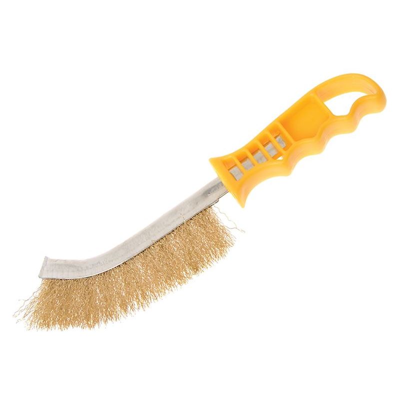 Faithfull Wire Scratch Brush Brass Yellow Handle Faithfull - RockBottom Northampton