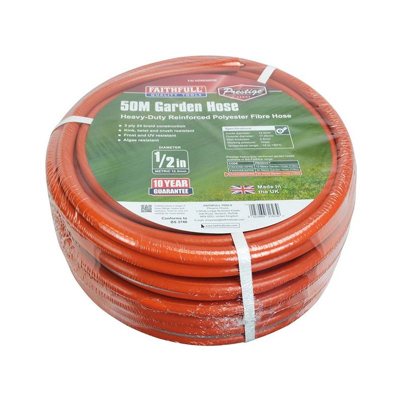 Faithfull Prestige Heavy-Duty Garden Hose 50m 12.5mm (1/2in) Diameter Faithfull - RockBottom Northampton