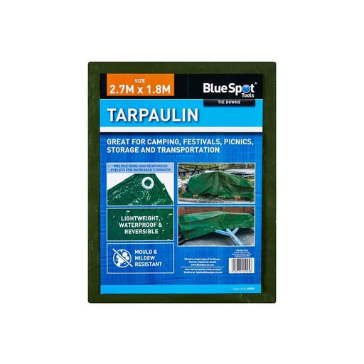 Bluespot Tools Green Tarpaulin 2.7 x 1.8m BlueSpot Tools - RockBottom Northampton