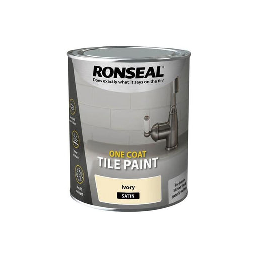 Ronseal One Coat Tile Paint Ivory Satin 750ml Ronseal - RockBottom Nothampton