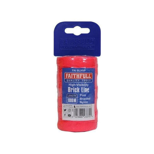 Faithfull Hi-Vis Nylon Brick Line 100m (330ft) Pink Faithfull - RockBottom Northampton