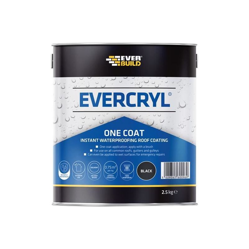 Everbuild Sika EVERCRYL® One Coat Black 2.5kg Everbuild Sika - RockBottom Northamptin