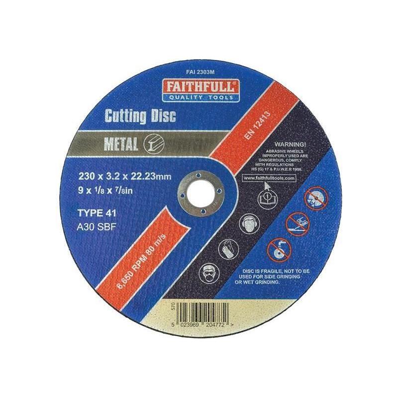 Faithfull Metal Cut Off Disc 230 x 3.2 x 22.23mm Faithfull - RockBottom Northampton