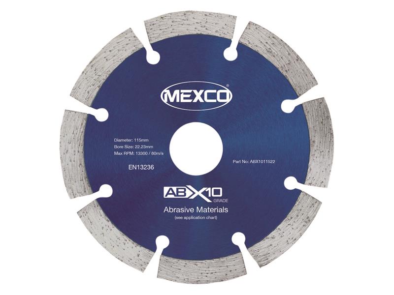 MEXCO Abrasive Materials X10 Grade Diamond Blade 115 x 22.23mm