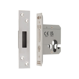 64Mm Heavy Duty Deadlock - Euro - Square - Satin Stainless Steel