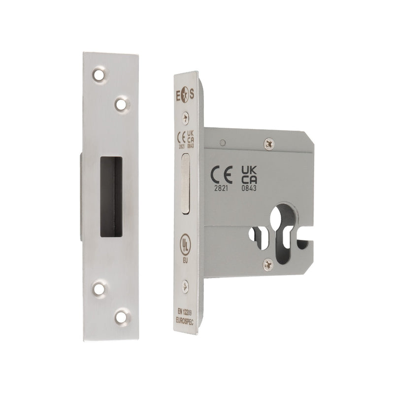 76Mm Heavy Duty Deadlock - Euro - Square - Satin Stainless Steel