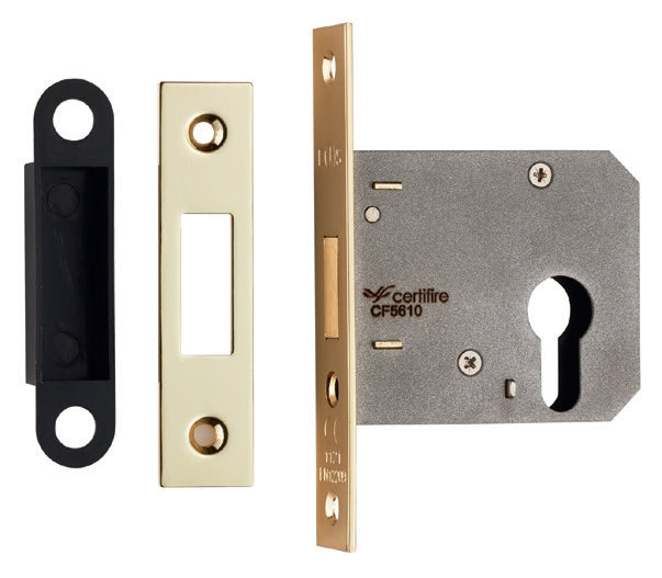 76Mm Dead Lock - Euro - Square - Electro Brassed