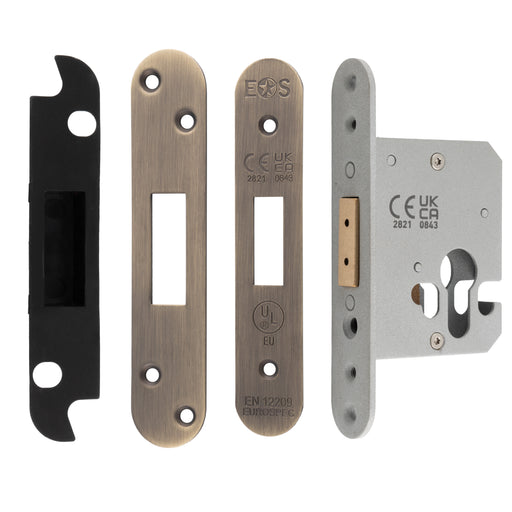 64Mm Heavy Duty Deadlock - Euro - Radius - Antique Brass
