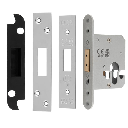 64Mm Heavy Duty Deadlock - Euro - Square - Polished Stainless Steel