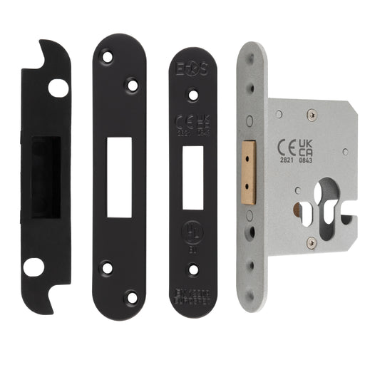 64Mm Heavy Duty Deadlock - Euro - Radius - Matt Black