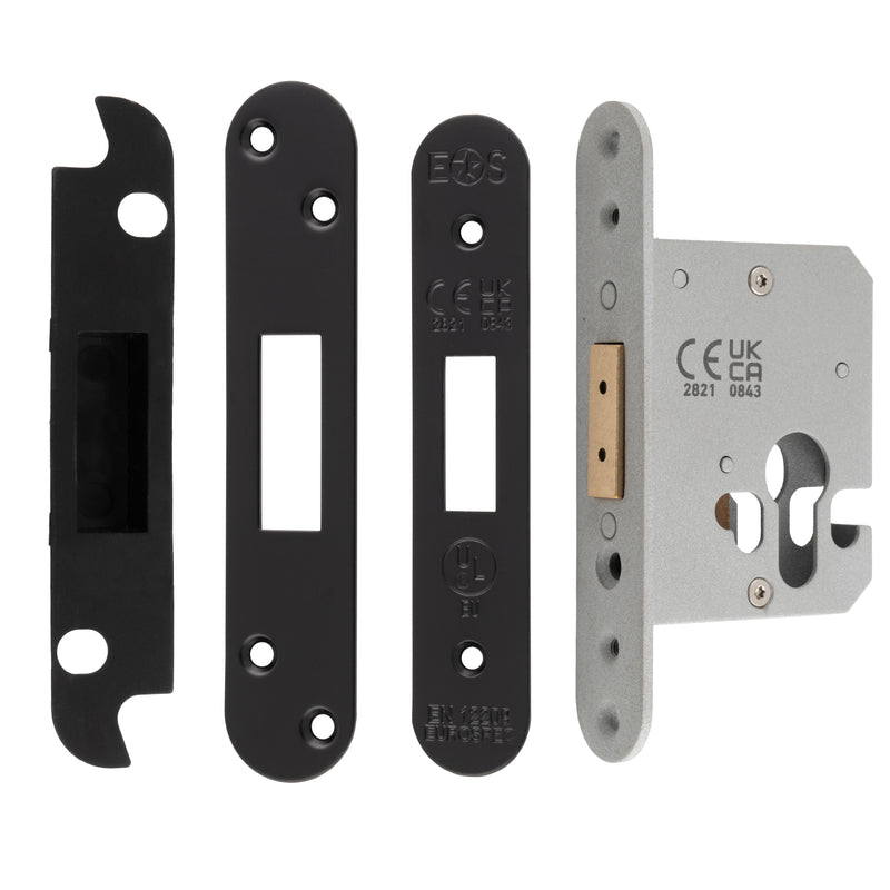 64Mm Heavy Duty Deadlock - Euro - Radius - Matt Black