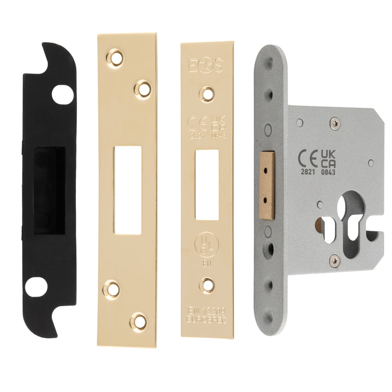 64Mm Heavy Duty Deadlock - Euro - Square - Stainless Brass