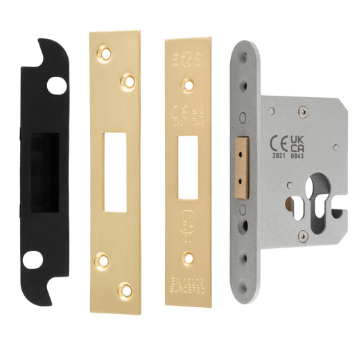 64Mm Heavy Duty Deadlock - Euro - Radius - Satin Brass