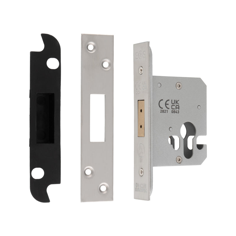 64Mm Heavy Duty Deadlock - Euro - Radius - Satin Stainless Steel