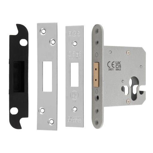 76Mm Heavy Duty Deadlock - Euro - Square - Polished Stainless Steel