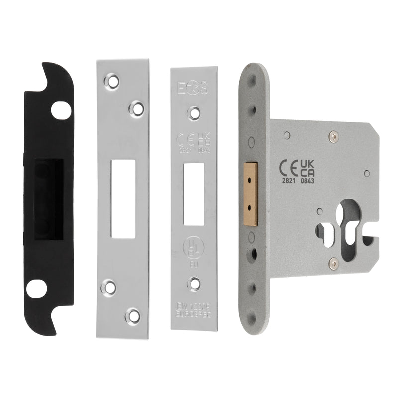 76Mm Heavy Duty Deadlock - Euro - Square - Polished Stainless Steel