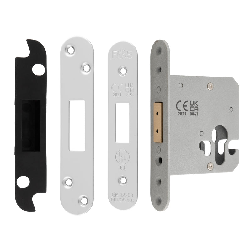 76Mm Heavy Duty Deadlock - Euro - Radius - Bright Stainless Steel
