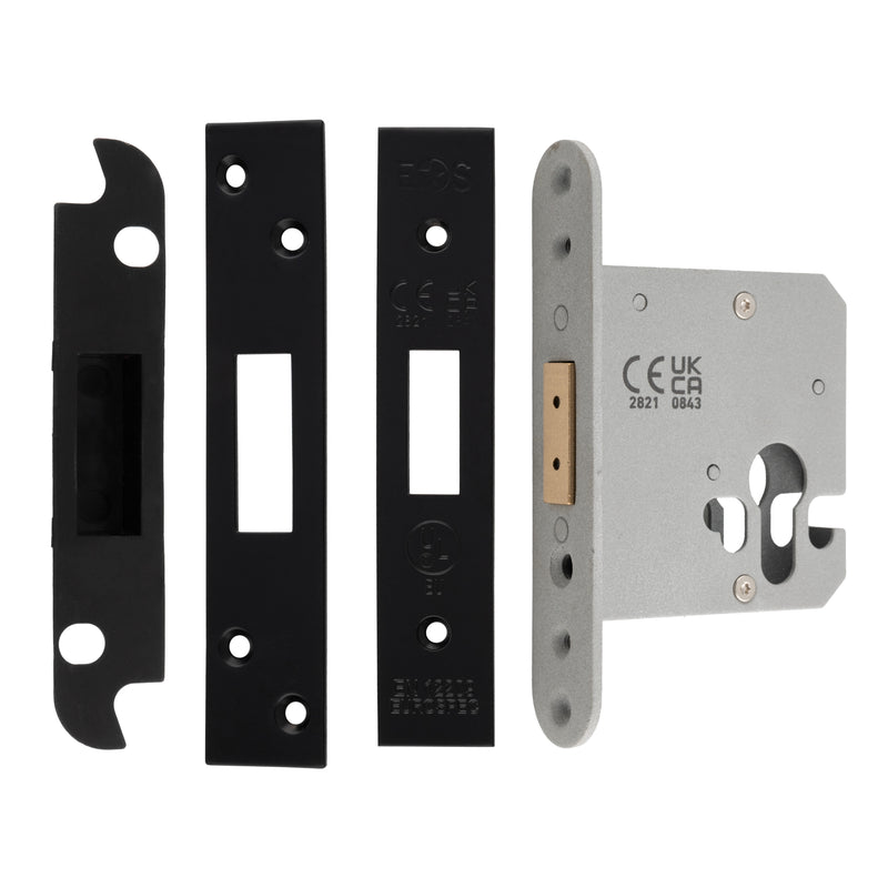 76Mm Heavy Duty Deadlock - Euro - Square - Matt Black