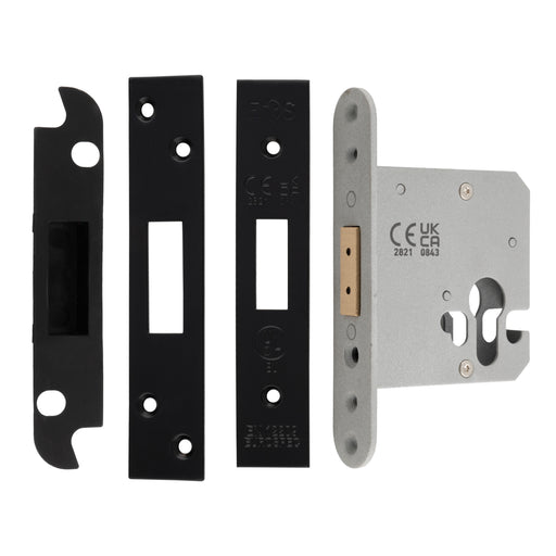 76Mm Heavy Duty Deadlock - Euro - Radius - Matt Black