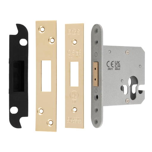 76Mm Heavy Duty Deadlock - Euro - Square - Stainless Brass