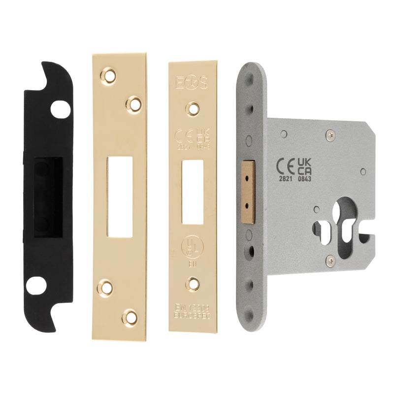 76Mm Heavy Duty Deadlock - Euro - Square - Stainless Brass
