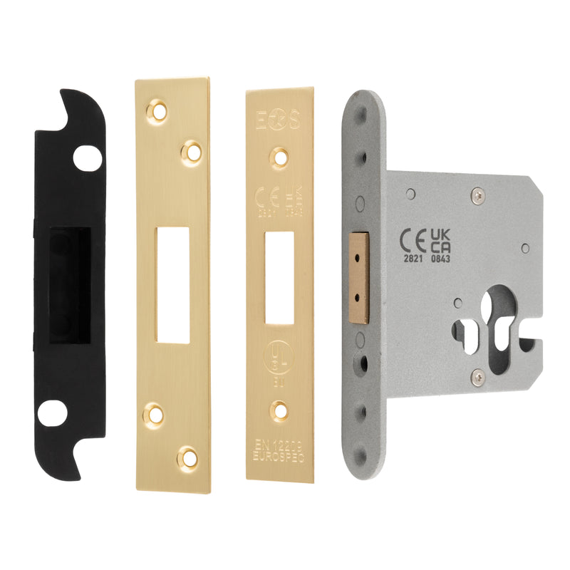 76Mm Heavy Duty Deadlock - Euro - Square - Satin Brass